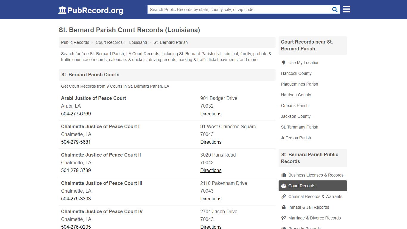 St. Bernard Parish Court Records (Louisiana) - PubRecord.org